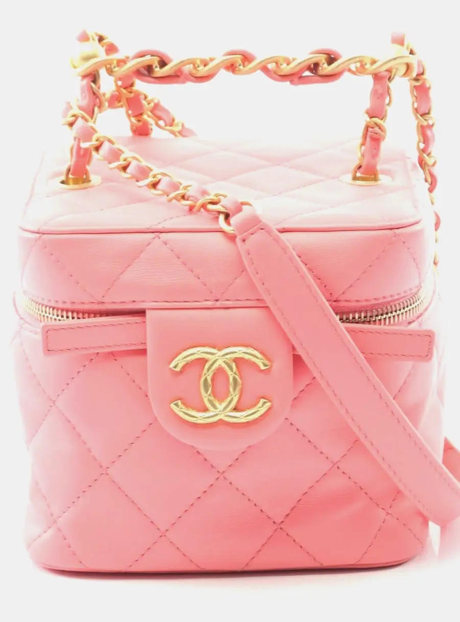 Chanel CC Pink Lambskin Leather Shoulder Bag