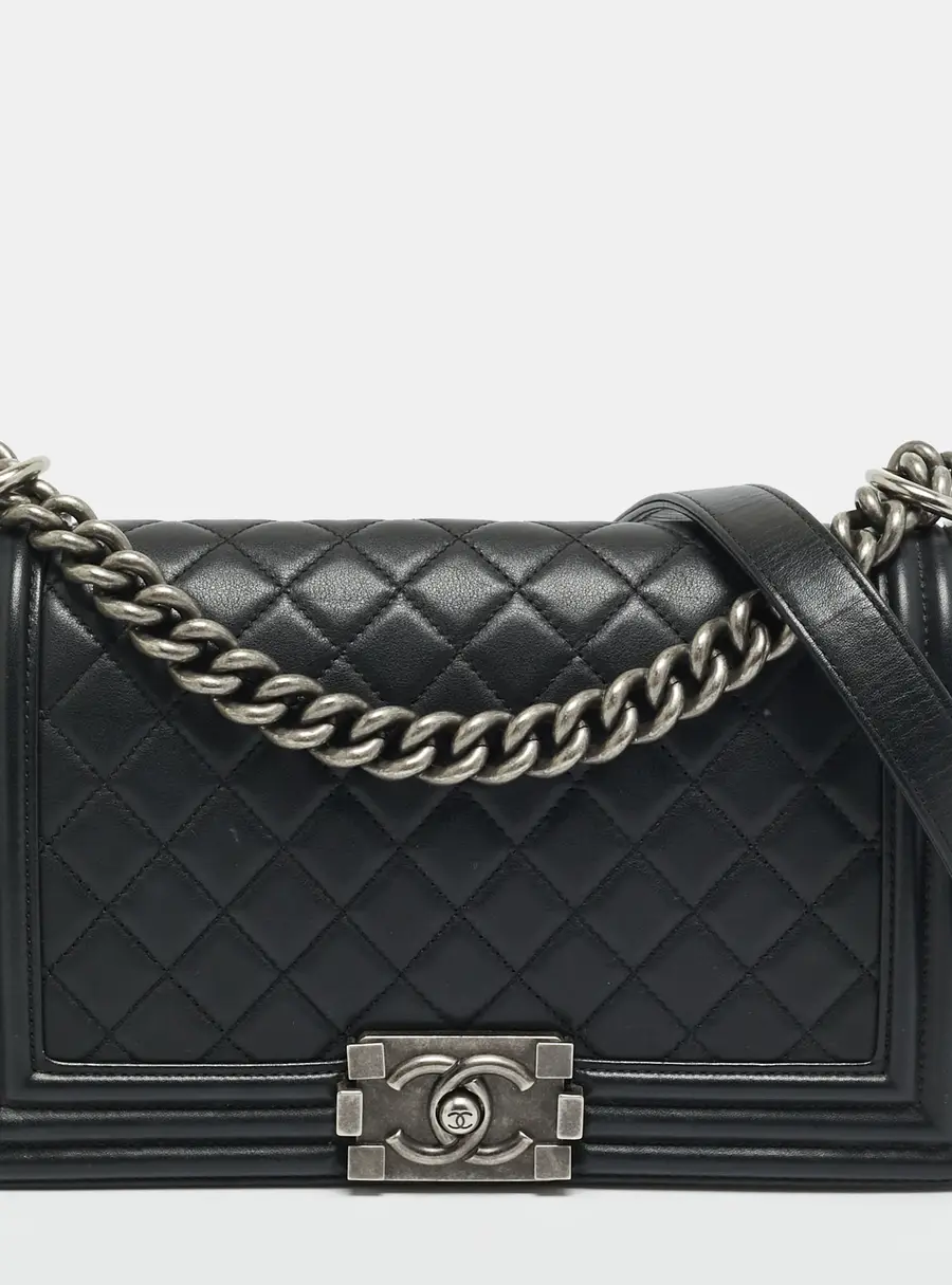 Chanel Boy Medium Black Quilted Leather Flap Bag