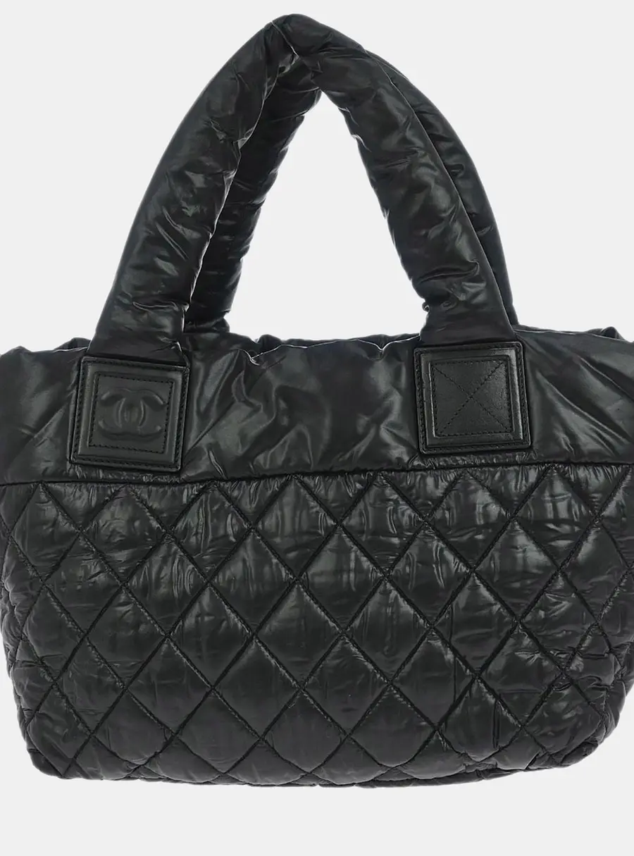 Chanel Black Nylon Calfskin Coco Cocoon Tote Bag