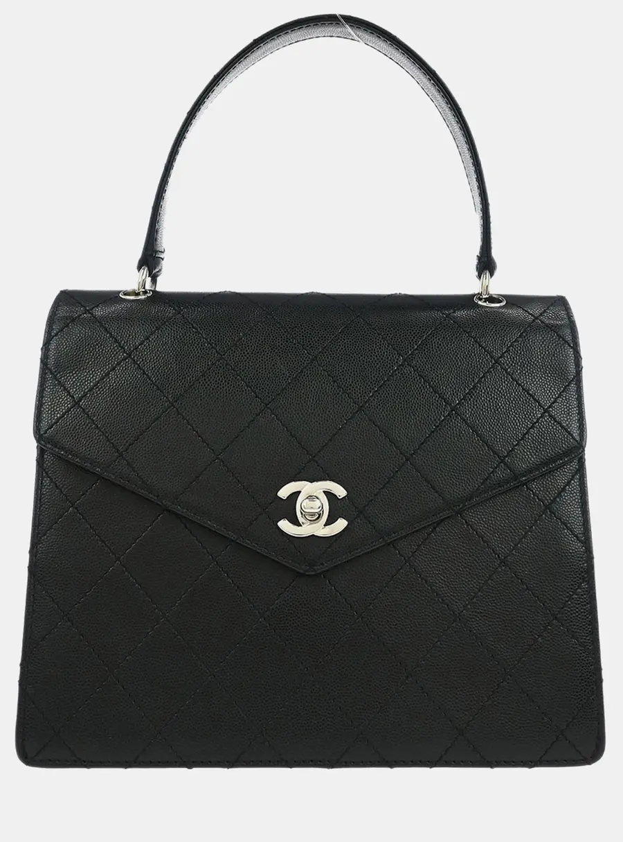 Chanel Small Black Caviar Leather Top Handle Bag