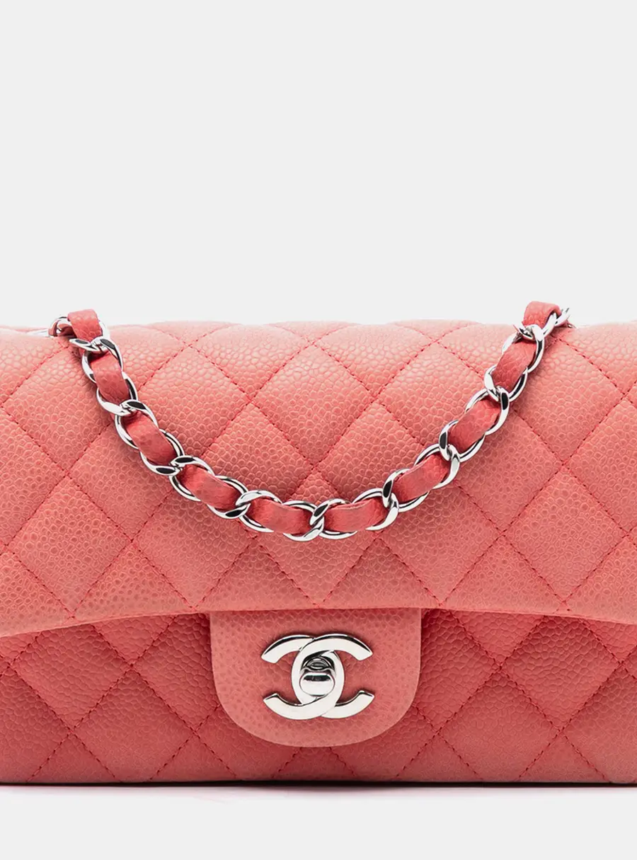 Chanel Mini Rectangular Classic Flap Bag Pink Caviar Leather Shoulder Bag