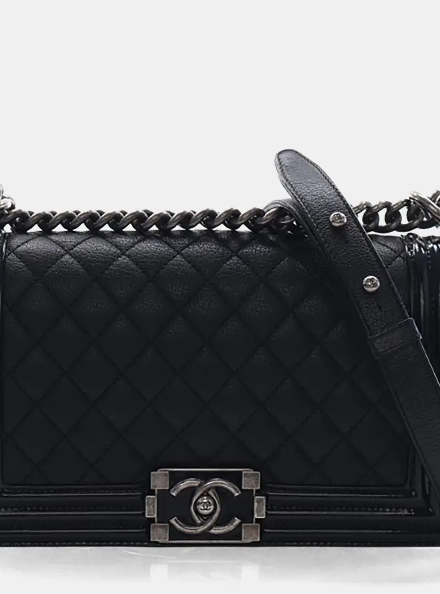 Chanel Boy Medium Patent Calfskin Leather Flap Bag