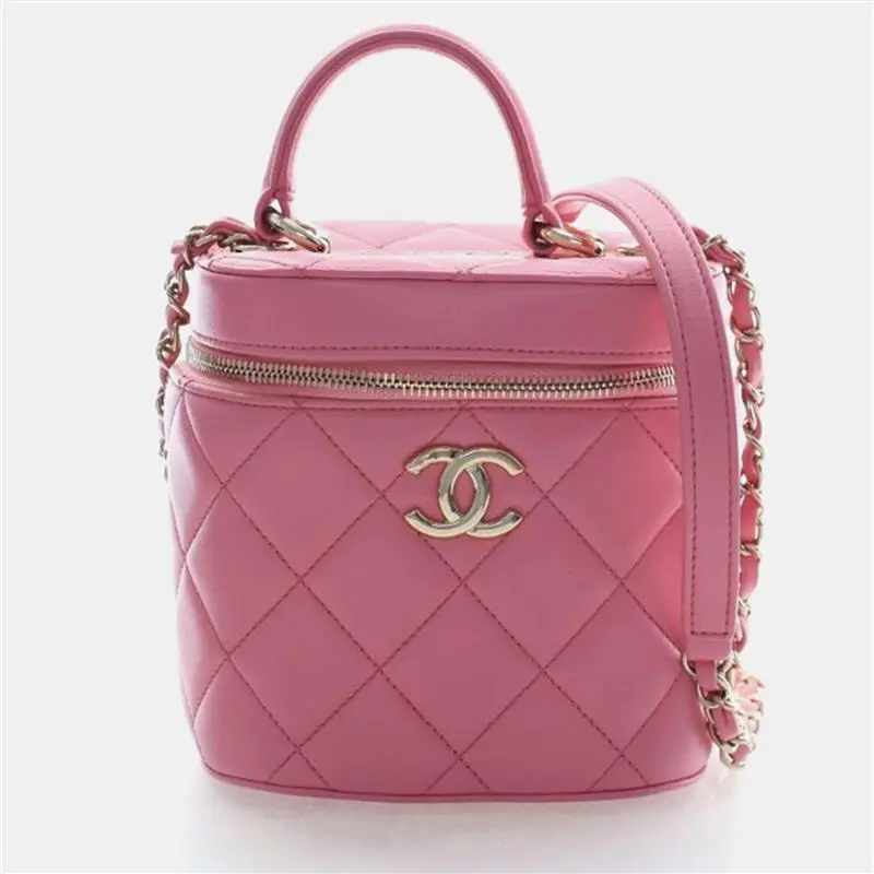 Chanel Trendy CC Small Pink Lambskin Leather Vanity Case Bag
