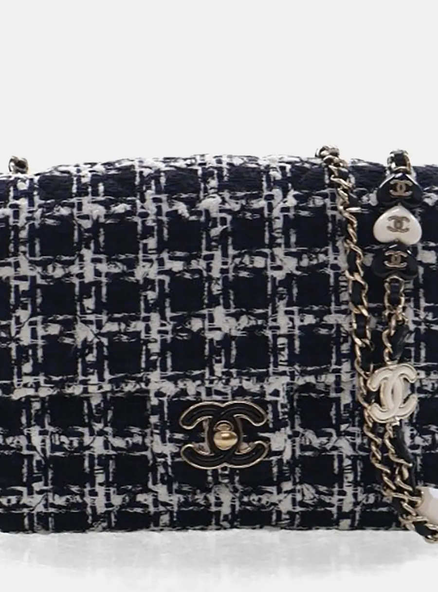 Chanel Square Mini Black Tweed Flap Bag