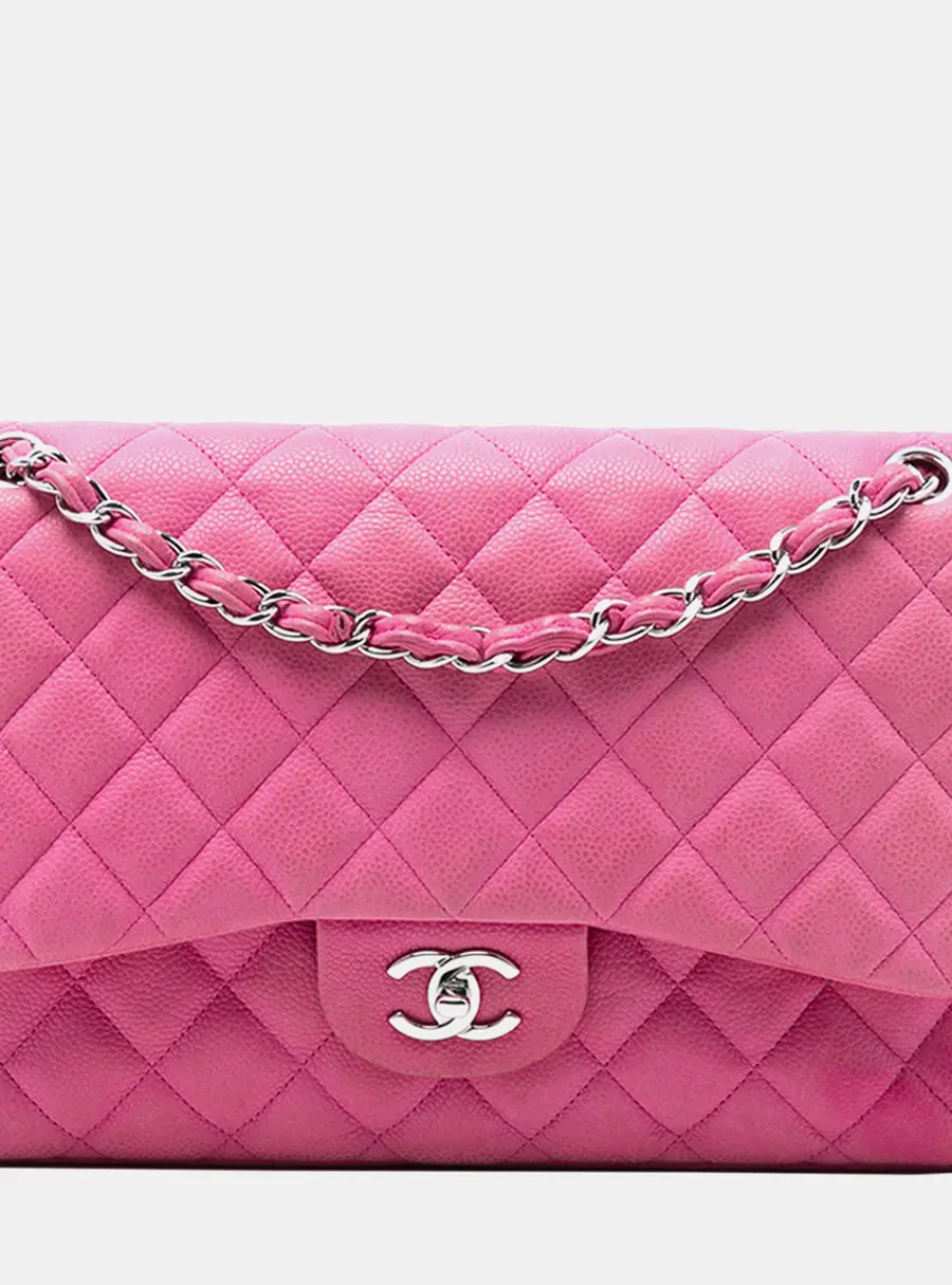 Chanel Jumbo Classic Pink Caviar Leather Double Flap Bag