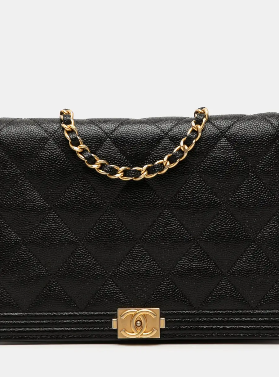 Chanel Boy Wallet On Chain Black Caviar Leather Shoulder Bag