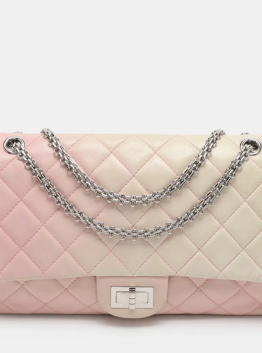 Chanel 2.55 Reissue 227 Degrade Pink/Cream Quilted Leather Flap Bag