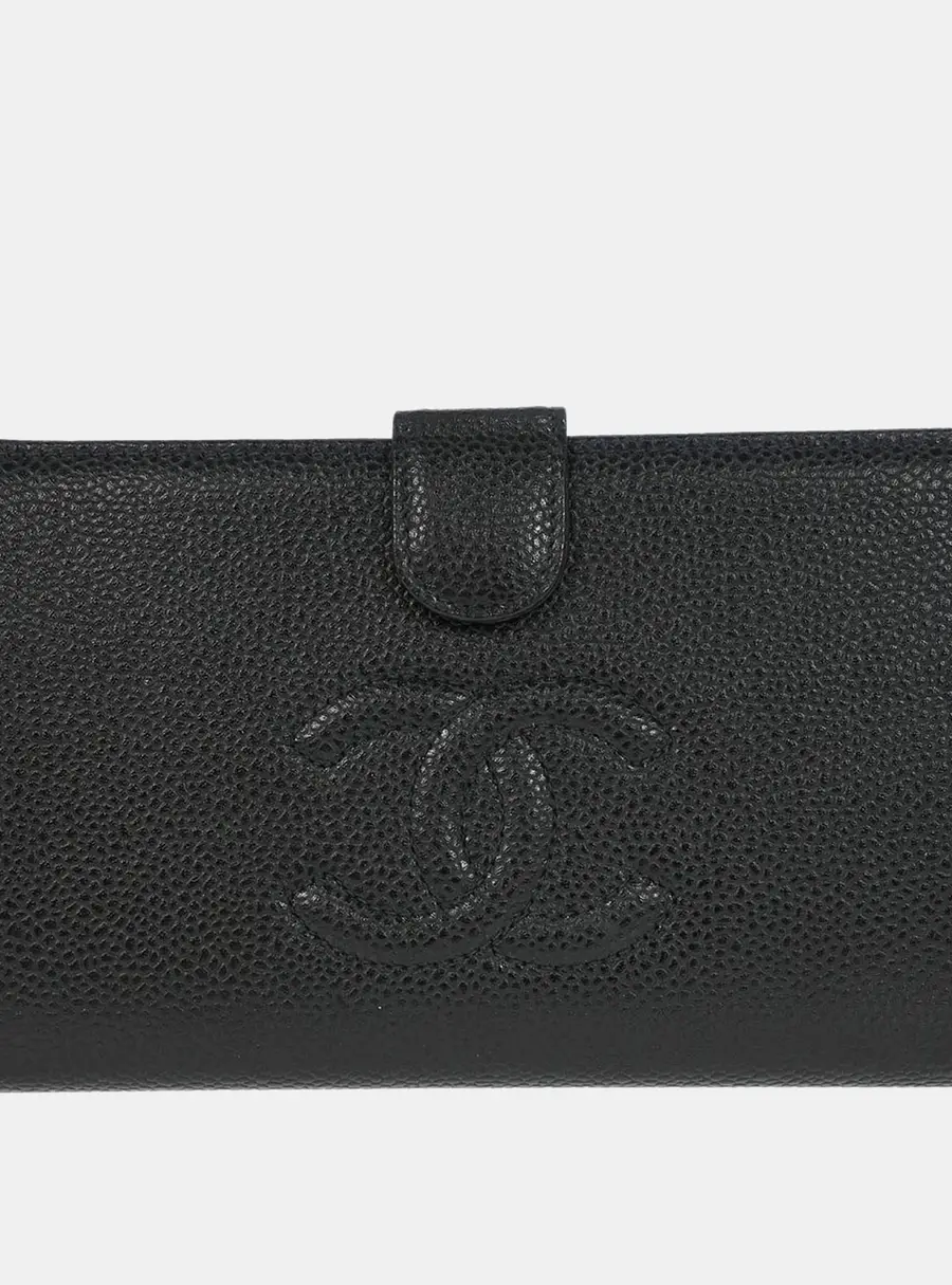Chanel Flap Wallet Black Caviar Leather Wallet Bag