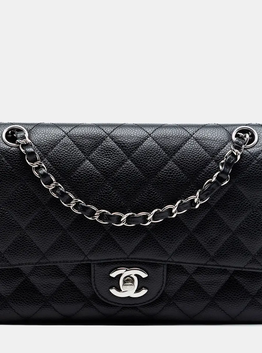 Chanel Classic Medium Flap Black Caviar Leather Shoulder Bag