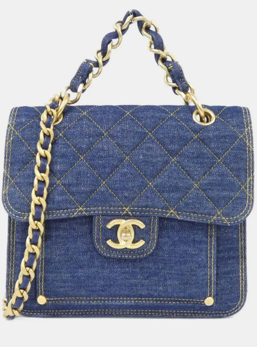 Chanel Shoulder Bag Blue Denim Fabric Shoulder Bag