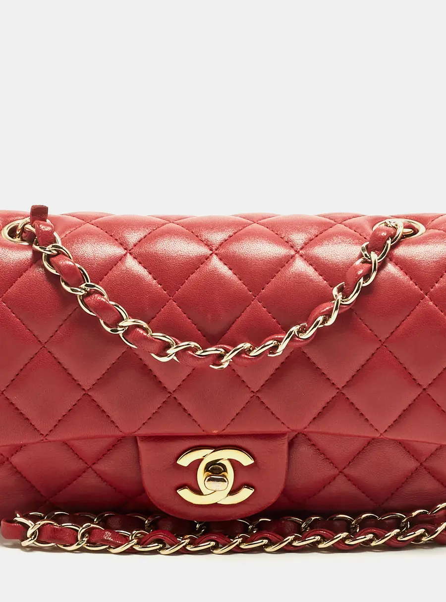 Chanel Classic Rectangle Single Flap Mini Red Quilted Leather Bag