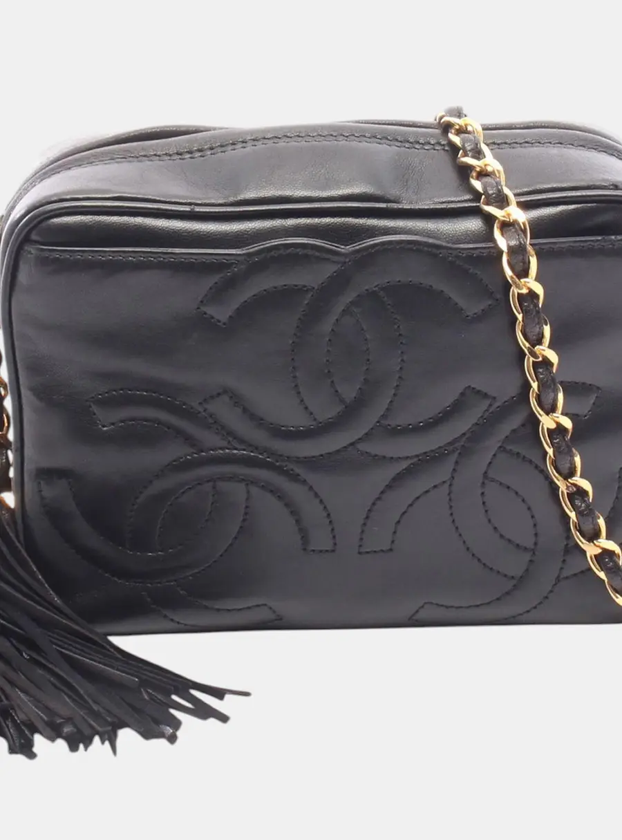 Chanel Black CC Lambskin Tassel Camera Bag