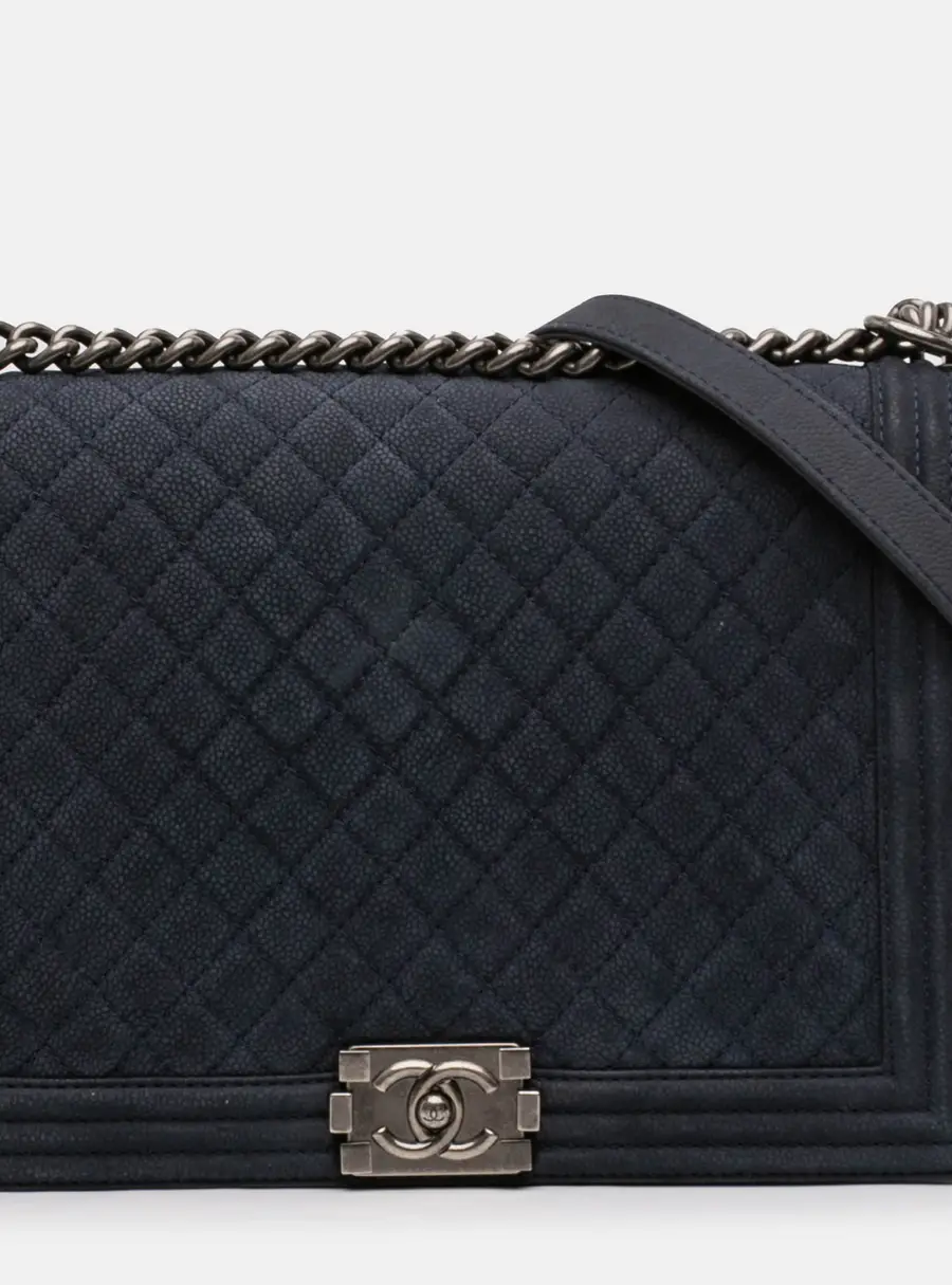 Chanel Boy Large Blue Iridescent Caviar Leather Flap Bag