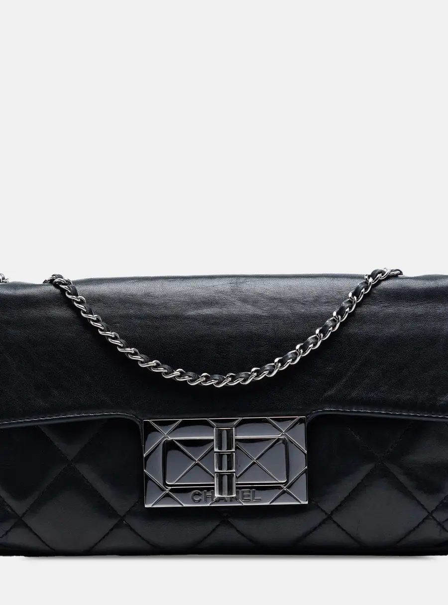 Chanel Black Quilted Lambskin Giant Mademoiselle Turnlock Shoulder Bag