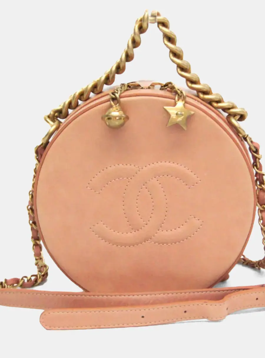 Chanel Round as Earth Peach CC Leather Crossbody Bag