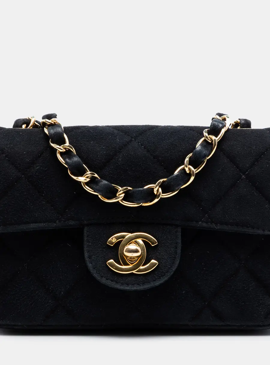 Chanel Extra Mini Classic Single Flap Black Suede Leather Shoulder Bag