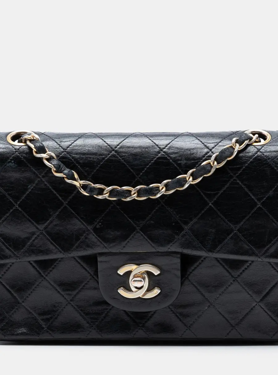 Chanel Classic Small Black Lambskin Leather Double Flap Bag