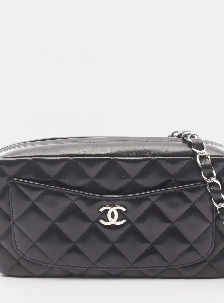 Chanel Matelasse Shoulder Bag Handbag Lambskin Leather Black