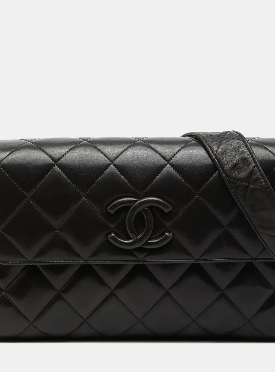 Chanel Quilted Flap Black Lambskin Leather Crossbody Bag