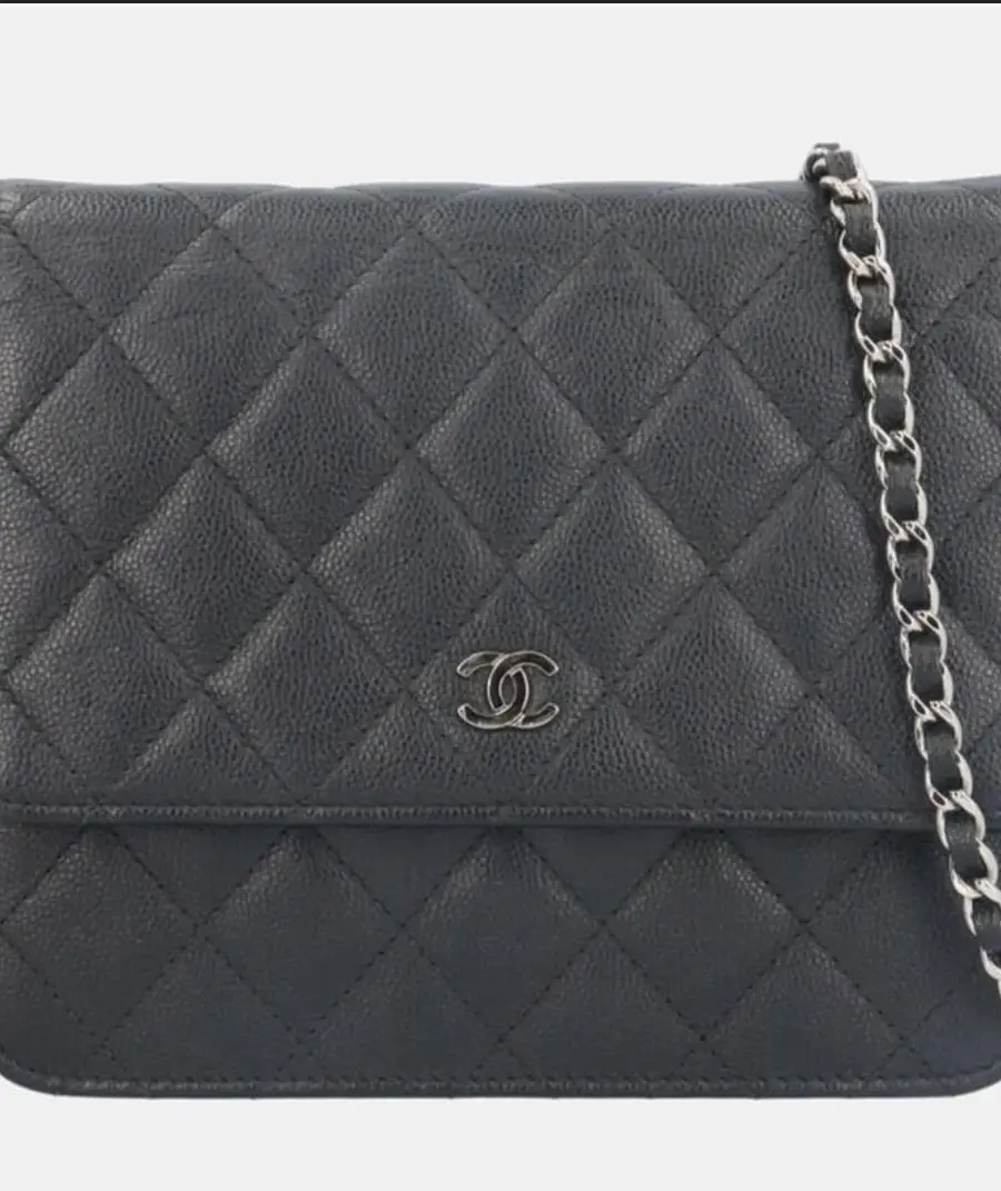 Chanel Matelasse Shoulder Bag In Black Caviar Skin