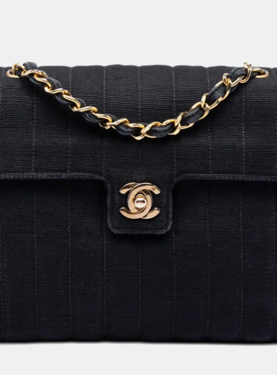 Chanel Single Flap Small Black Nylon Quilted Shoulder Bag