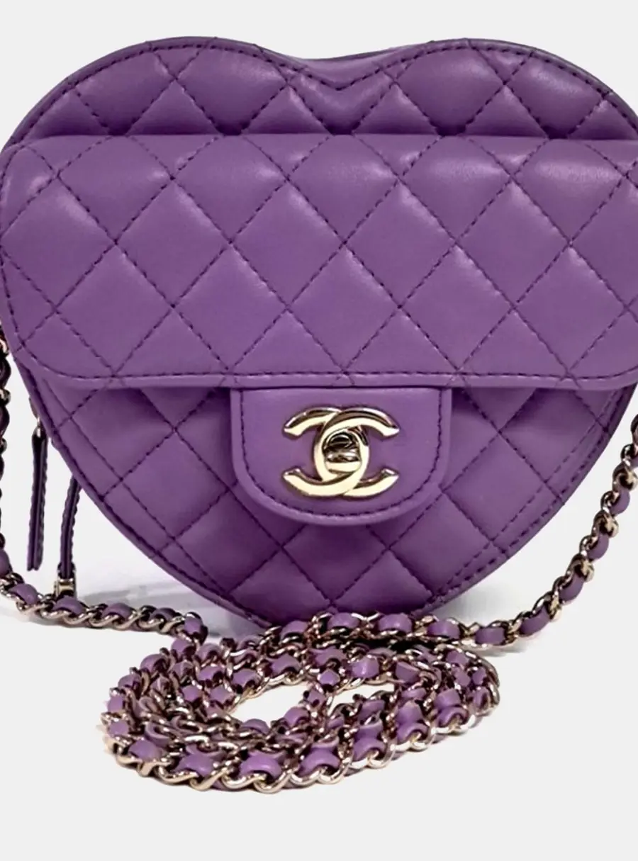 Chanel Heart Purple Lambskin Leather Shoulder Bag