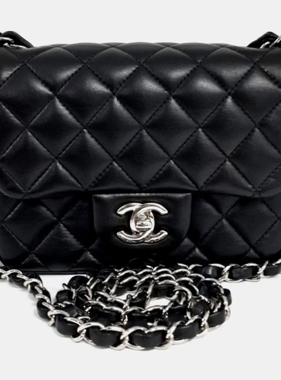 Chanel Petite Sac Black Lambskin Leather Crossbody Bag