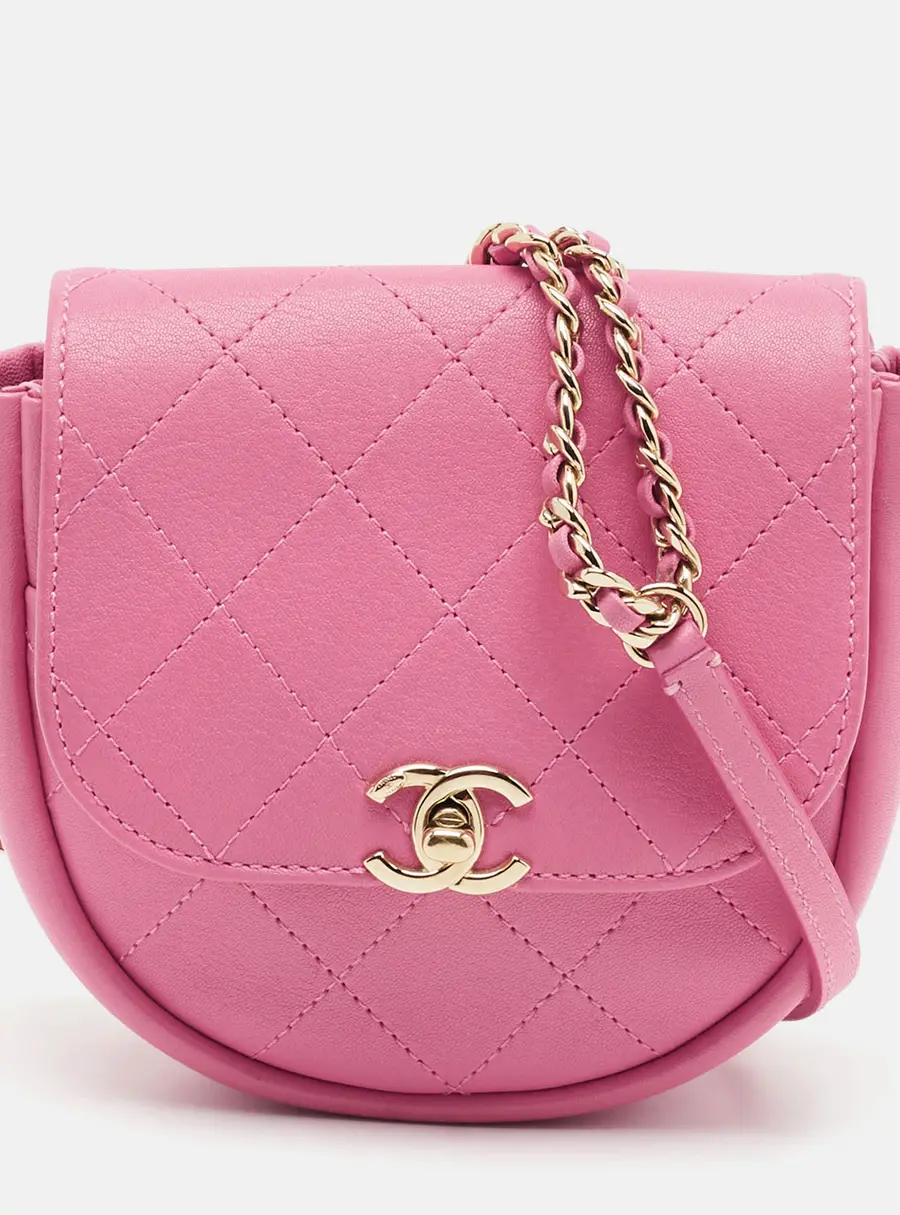 Chanel Casual Trip Pink Quilted Leather Messenger Bag