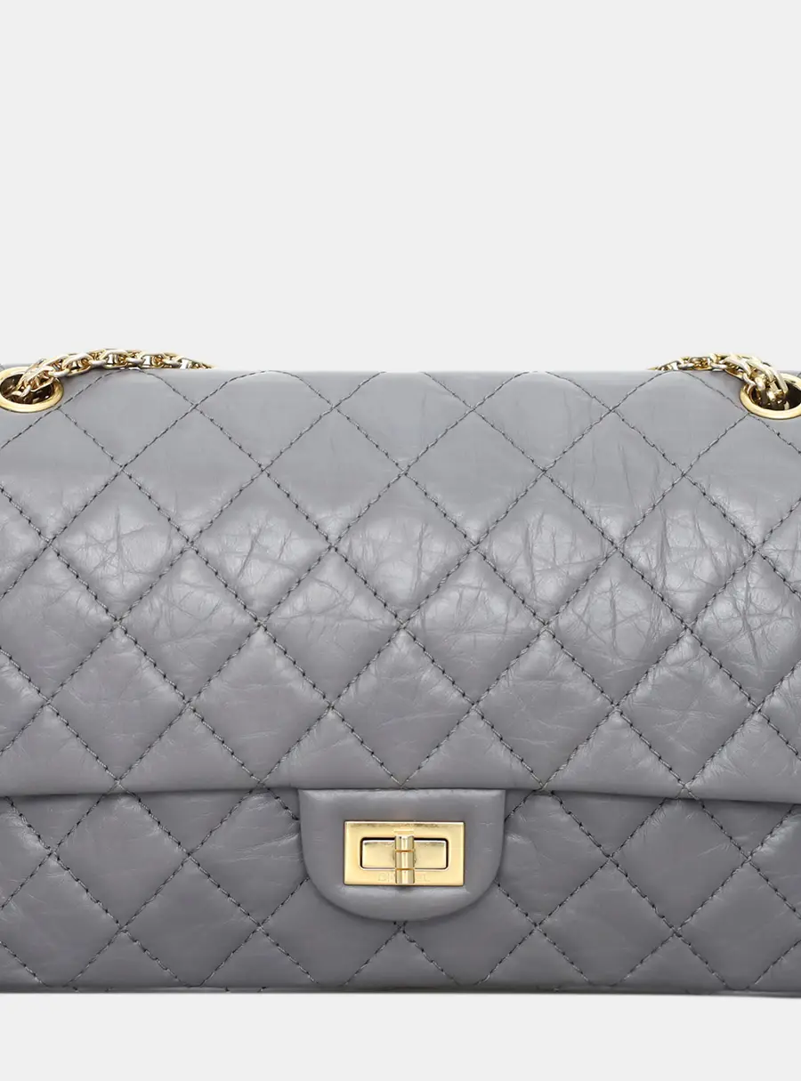 Chanel Reissue 2.55 226 Grey Quilted Lambskin Leather Double Flap Bag
