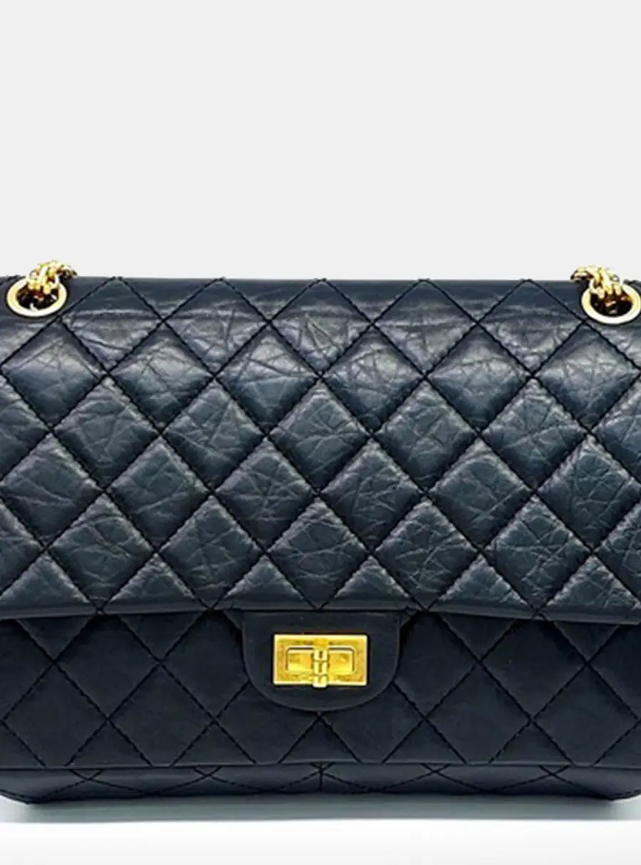 Chanel 2.55 Black Leather Shoulder Bag