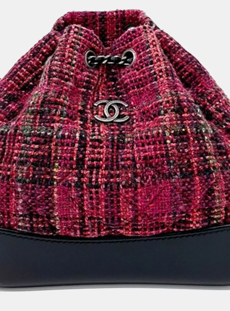 Chanel Gabrielle Small Multicolor Tweed Leather Drawstring Bag