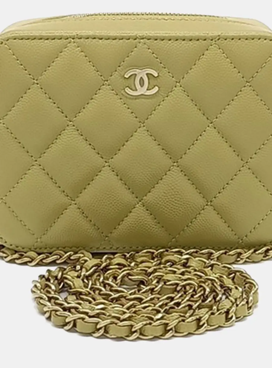 Chanel Camera Mini Green Caviar Leather Crossbody Bag