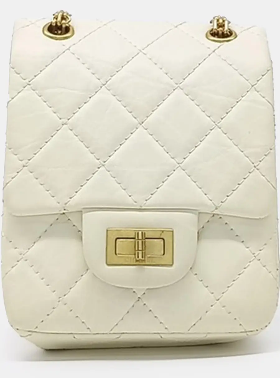 Chanel 2.55 Vintage Mini White Leather Crossbody Bag