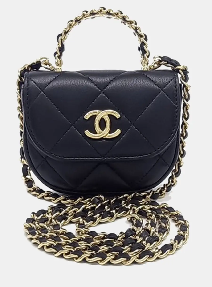 Chanel Mini Flap Bag Black Lambskin Leather Crossbody Bag