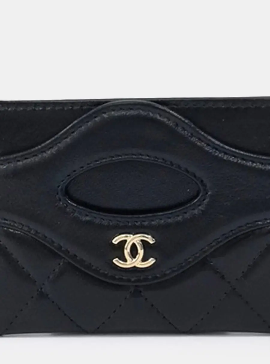 Chanel 31 Shopping Card Holder Black Quilted Leather Card Holder Bag