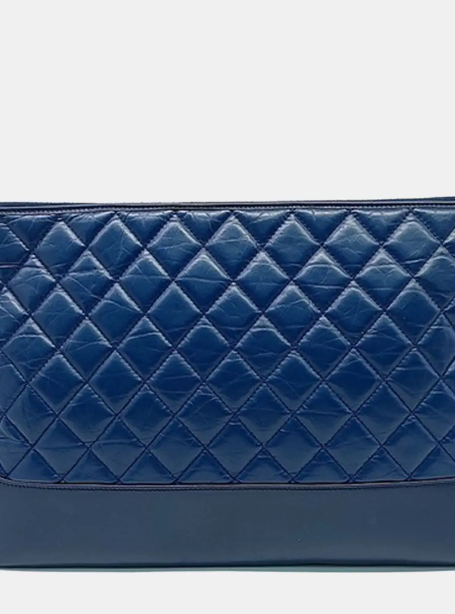 Chanel Gabrielle Large Navy Blue Calfskin Leather Pouch Bag