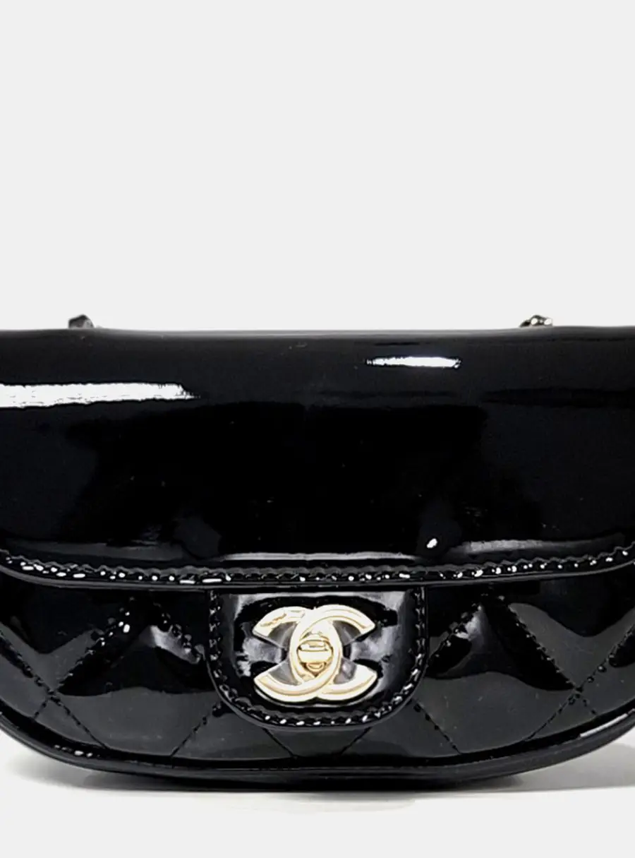 Chanel Mini Flap Bag Black Patent Leather Crossbody Bag