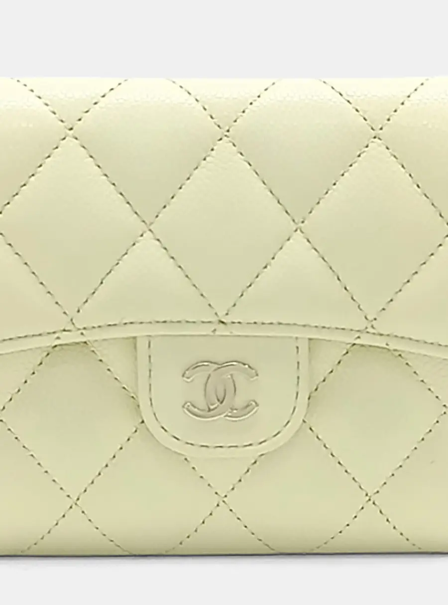 Chanel Classic Small Yellow Caviar Leather Wallet Bag