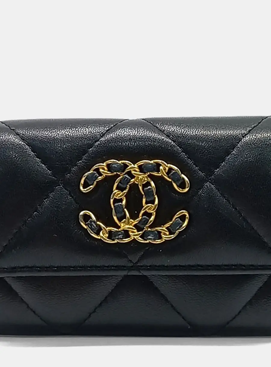 Chanel 19 Black Lambskin Leather Card Holder Bag