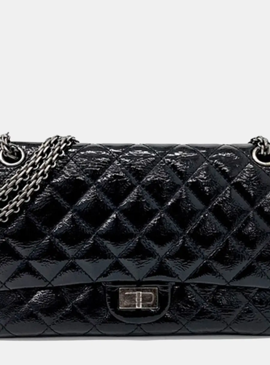 Chanel Reissue 2.55 28 Black Patent Leather Shoulder Bag