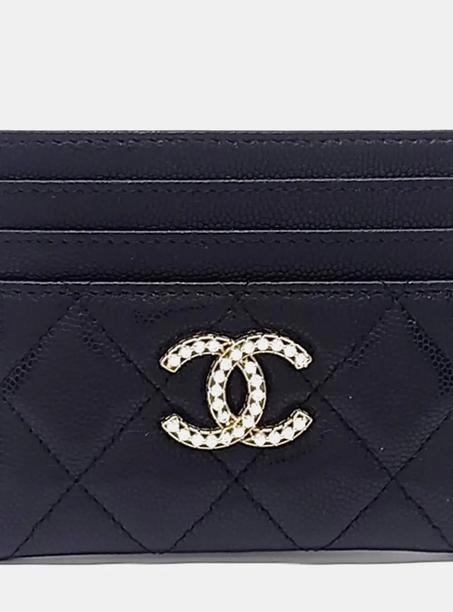 Chanel Classic Card Holder Black Grained Calfskin Leather Wallet