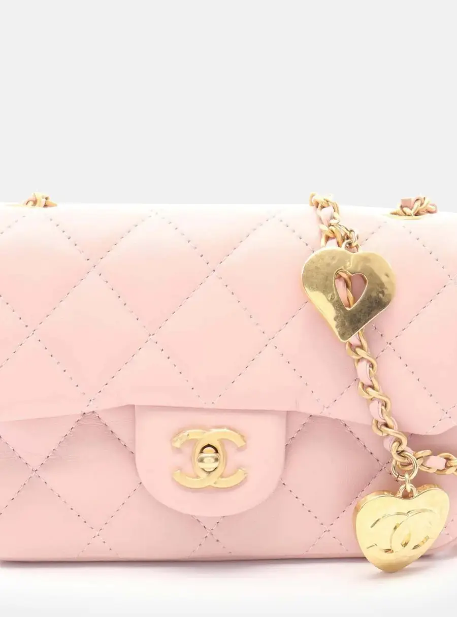Chanel Matelasse Mini Pink Lambskin Leather Shoulder Bag