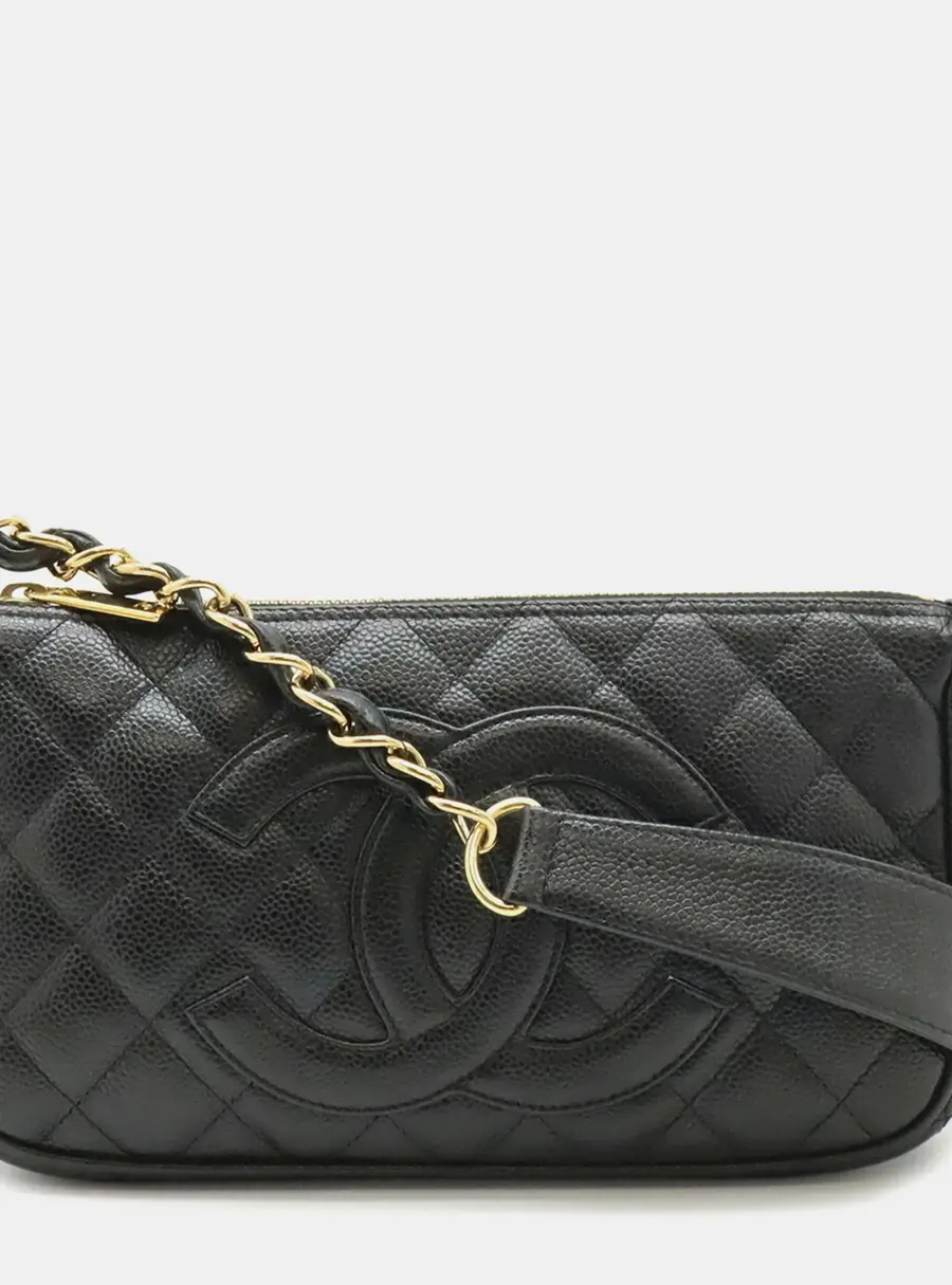 Chanel Timeless Black Caviar Leather Chain Shoulder Bag