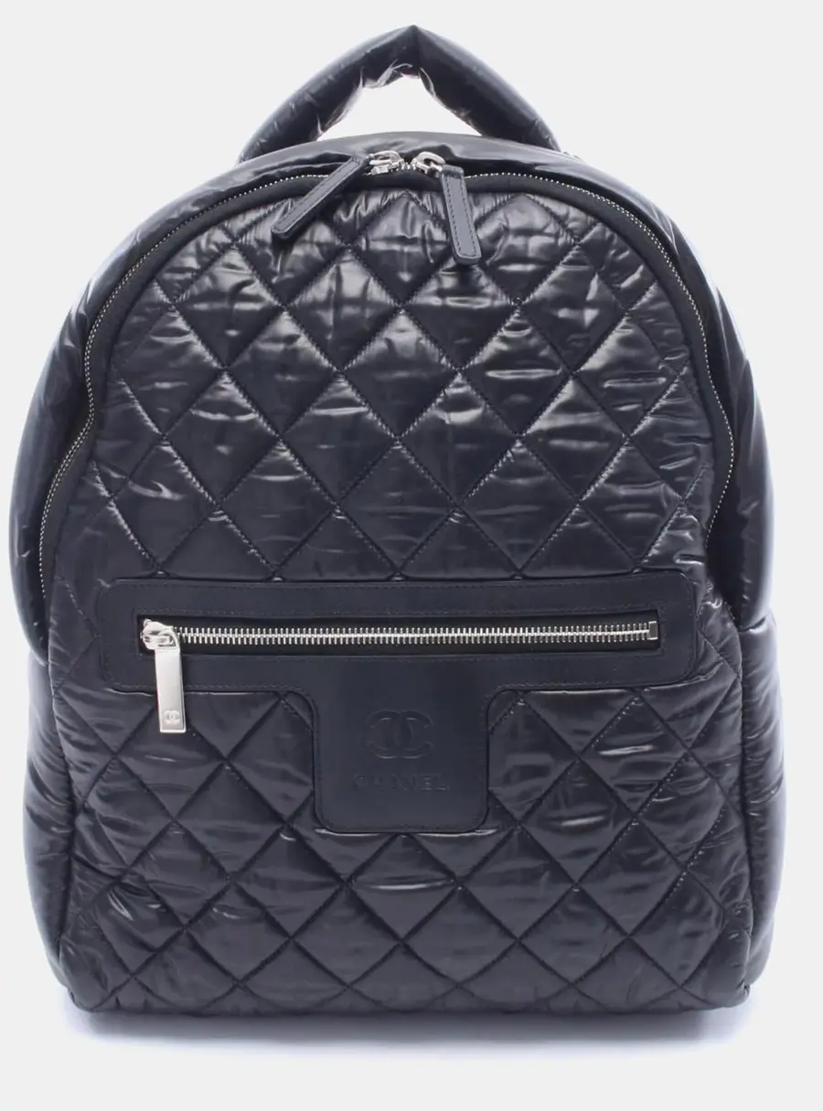 Chanel Coco Cocoon Black Quilted Nylon Leather Backpack Bag