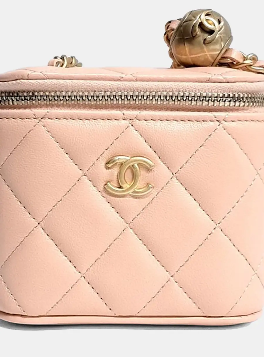 Chanel Vanity Case Mini Pink Lambskin Leather Crossbody Bag