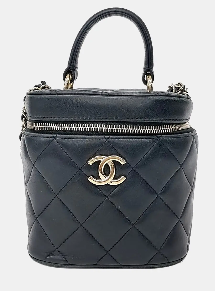 Chanel Trendy CC Black Lambskin Leather Top Handle Bag
