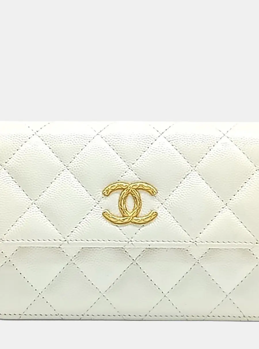 Chanel Wallet on Chain White Caviar Leather Crossbody Bag