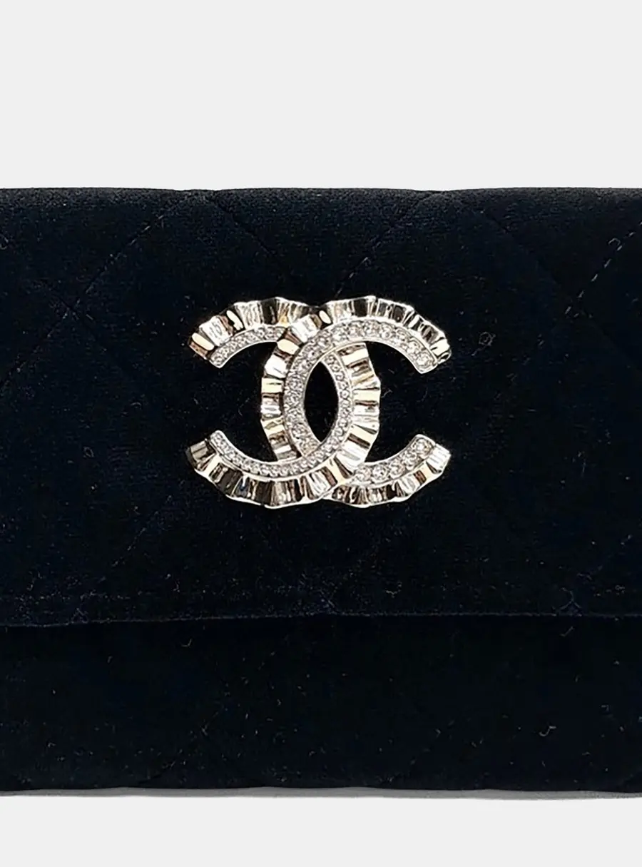 Chanel Wallet Black Velvet Card Holder Bag