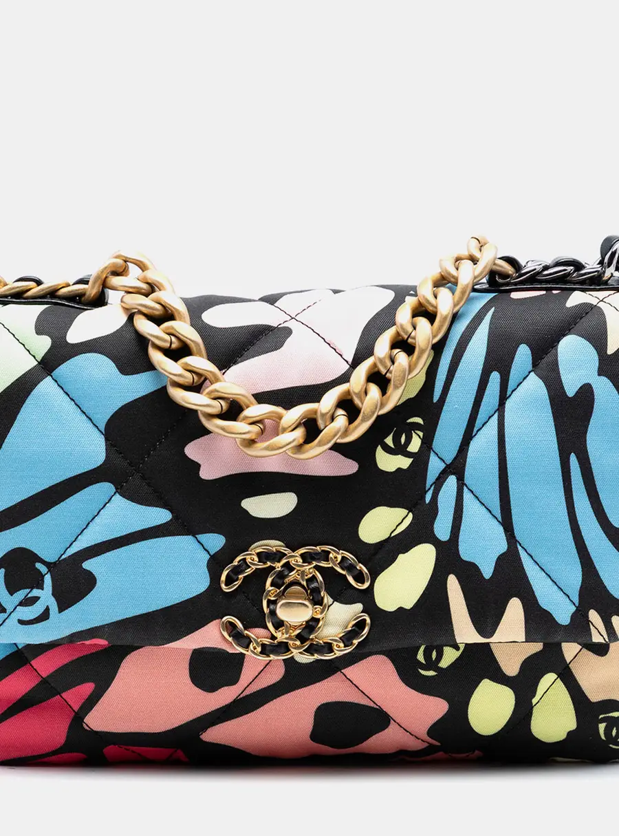 Chanel 19 Flap Medium Multicolor Canvas Shoulder Bag