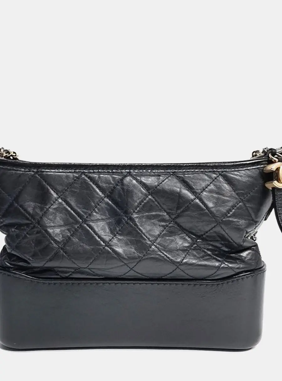 Chanel Gabrielle Hobo New Medium Black Lambskin Leather Calfskin Leather Shoulder Bag